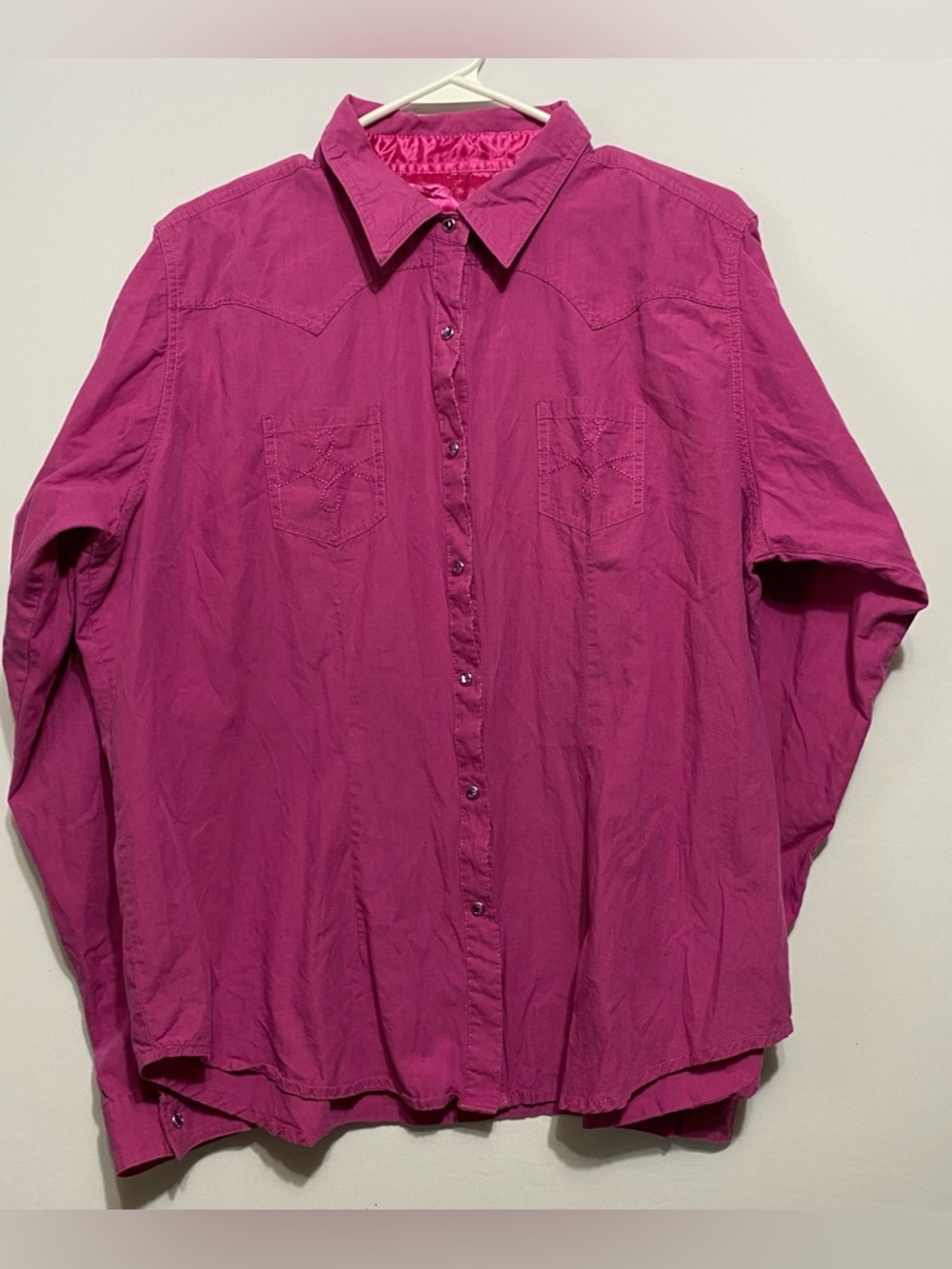 Twenty X Womens Long Sleeve Jewel Snap Western Shirt Pink/Purple Size XXL